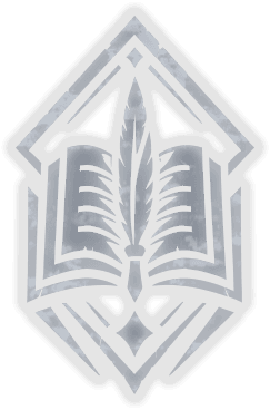 Silver book and quill crest of the Ledgers