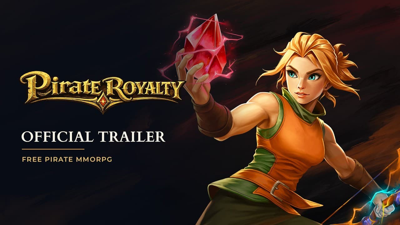 Pirate Royalty official trailer artwork showing a pirate mage holding a glowing gem
