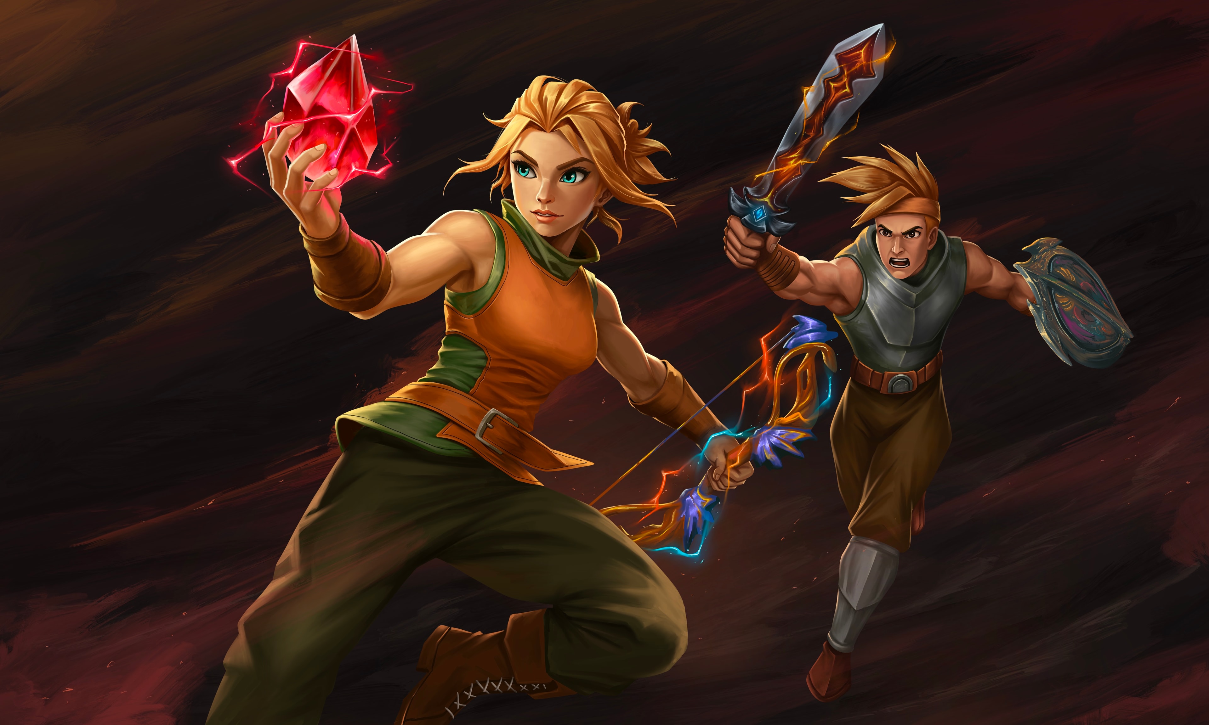 Pirate Royalty concept art of magic-wielding adventurers charging into battle